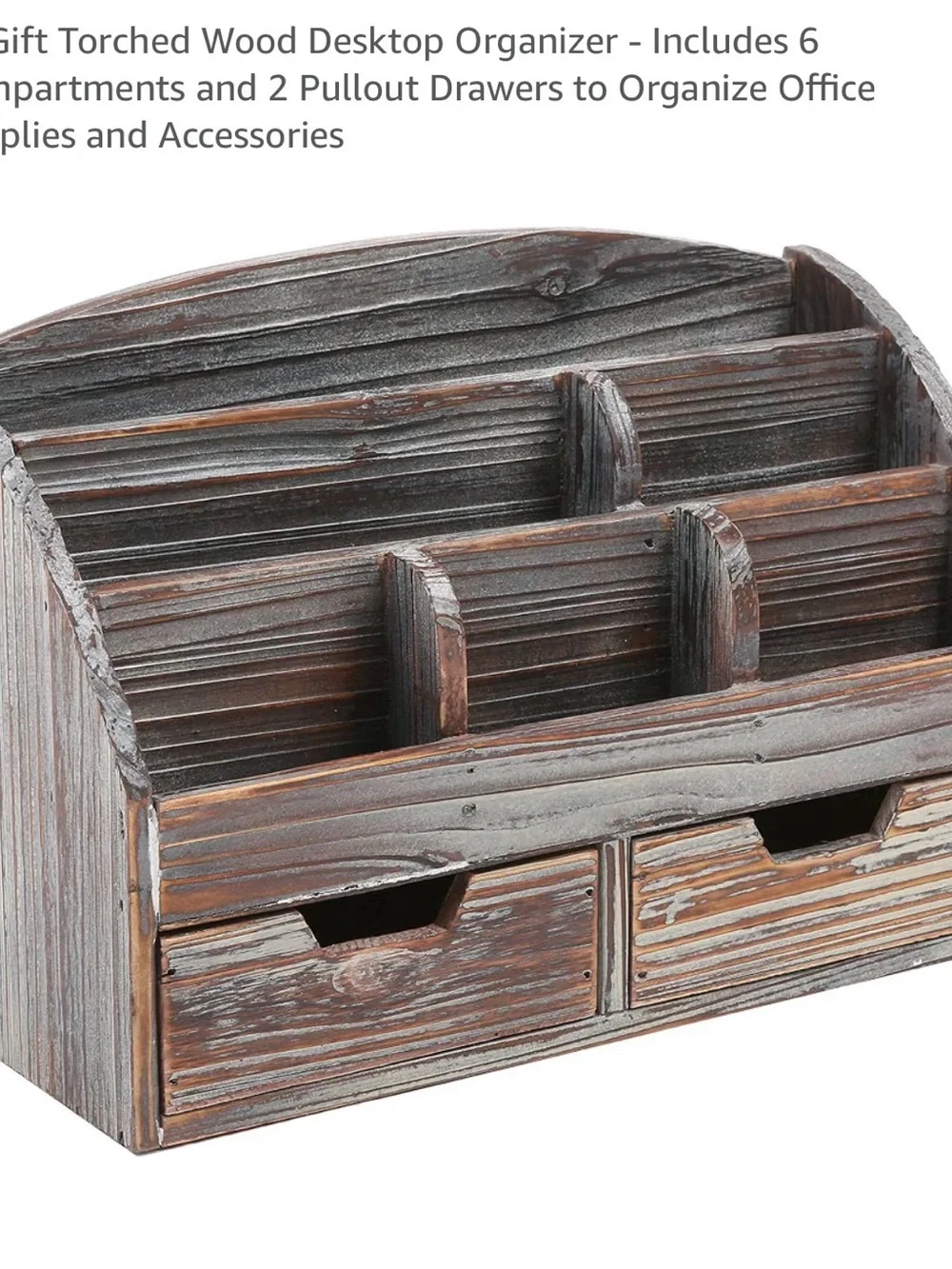 Torched Wood Desk Organizer with Pencil Holder.
